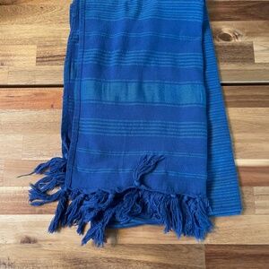 Authentic Turkish 100% cotton bath towel - Blue with stripes